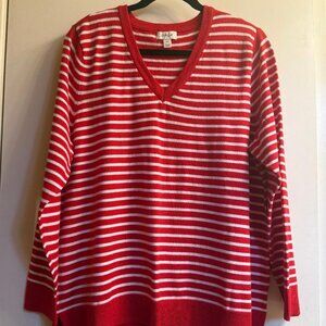 Style & Co. XXL red/white striped pullover light sweater